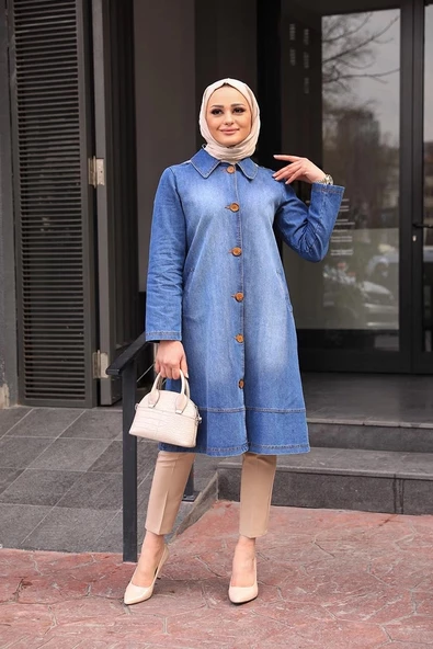 Şapkalı Kap Açık Mavi - 4