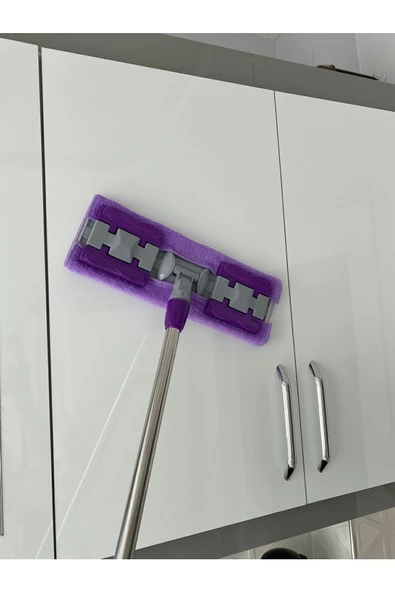 KALİTE ( 1 Adet Yedek Bez Hediyeli ) Yer Mopu Fayans Duvar Yüzey Temizlik Mikrofiber Mandallı Mop - 5