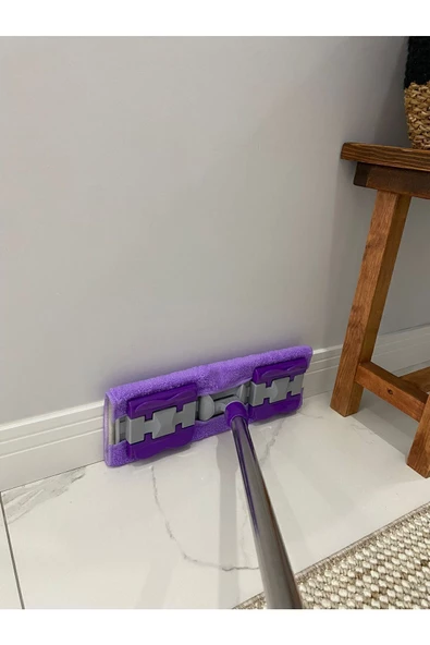 KALİTE ( 1 Adet Yedek Bez Hediyeli ) Yer Mopu Fayans Duvar Yüzey Temizlik Mikrofiber Mandallı Mop - 4