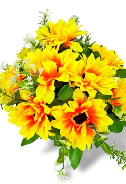 Nettenevime Yapay Çiçek Gri Seramik Saksıda Ay Çiçeği Sunflower 30cm - Resim 5