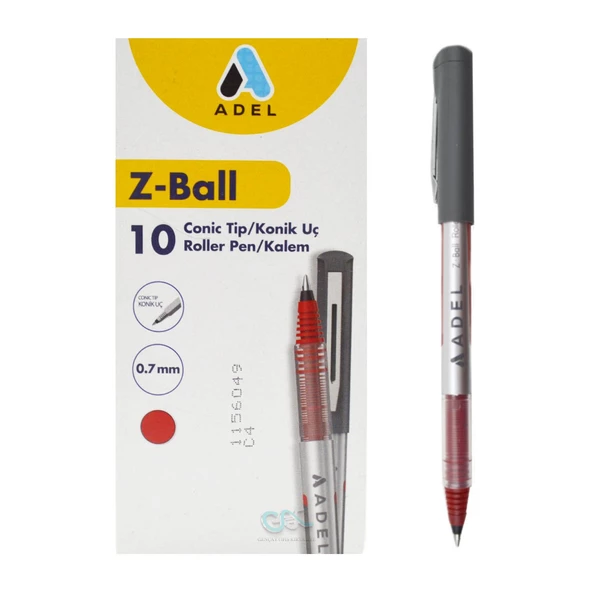 Adel Z-Ball Roller Kalem 0.7 mm Kırmızı 10 Adet