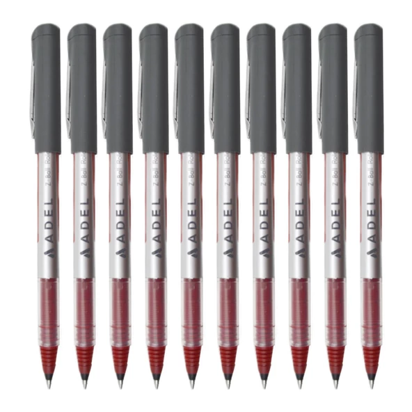 Adel Z-Ball Roller Kalem 0.7 mm Kırmızı 10 Adet - Resim 2