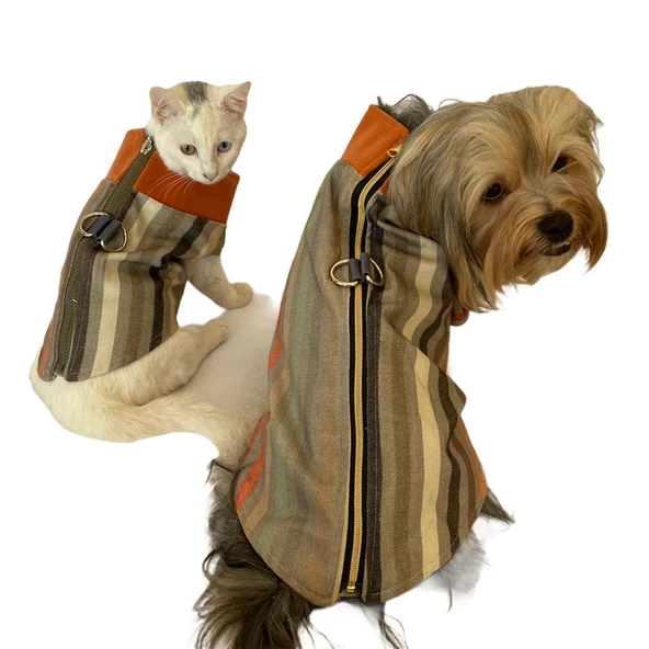 Stripe Orange Su itici Yağmurluk Köpek Yağmurluğu - 7