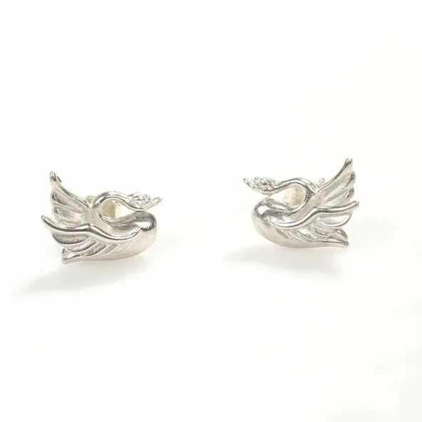 925 Ayar Gümüş Minik Kuğu Model Küpe ürün görseli