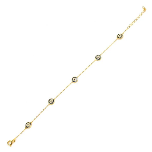 925 Ayar Gümüş Nazar Boncuklu Bileklik ürün görseli 1