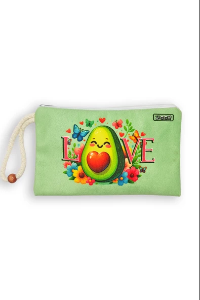 Avokado Love Desenli Kalem Kutusu Yıkanabilir Bez Kalemlik - 4