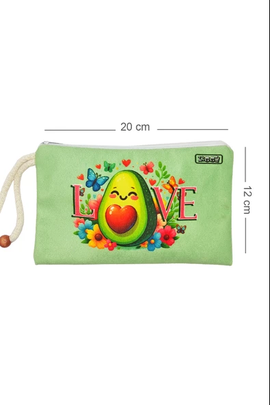 Avokado Love Desenli Kalem Kutusu Yıkanabilir Bez Kalemlik - 5