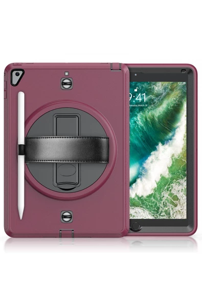 İpad 5 Air 9.7 Kılıf Strap-C Otterbox Tablet Kapak - Mürdüm 463122