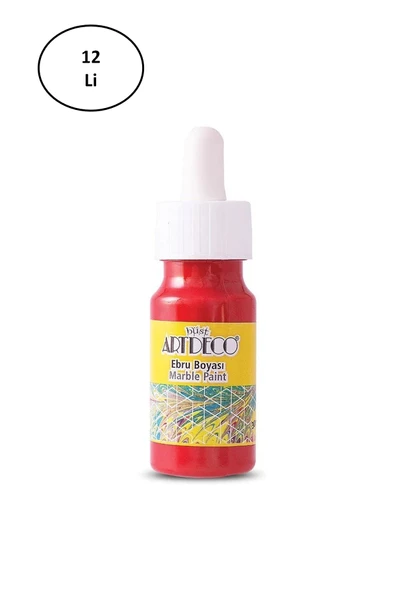 Artdeco Hazır Ebru Boyası 30ml 05 Kırmızı 12'li