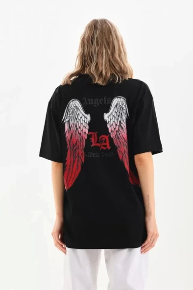 Unisex Baskılı Oversize T-Shirt - Siyah - Resim 2