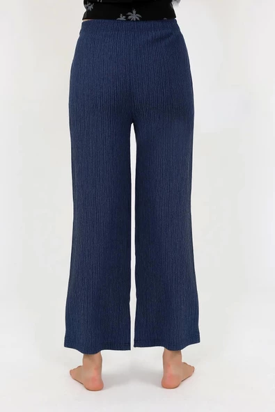 Moda Çizgi Kadın Kalın Askılı Body Bol Paça Pantolon 2`li Takım Siyah 4221 - 5