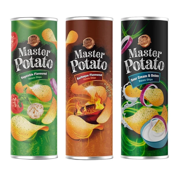Master Potato Cips 160 gr 3 lü Karma Paket / Sebze - Soğan - BBQ