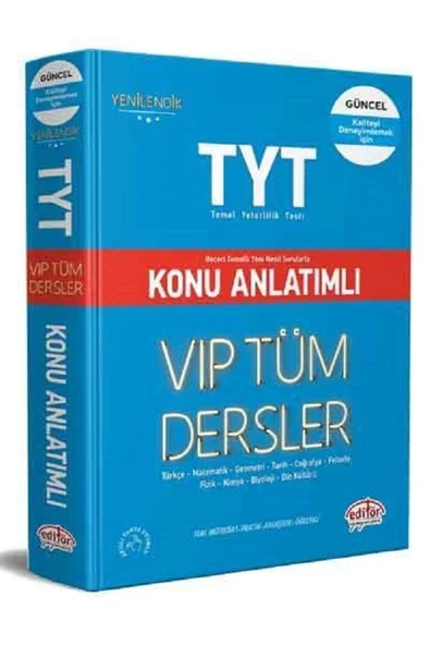 EDİTÖR TYT VİP TÜM DERSLER KONU ANLATIM MAVİ KİTAP