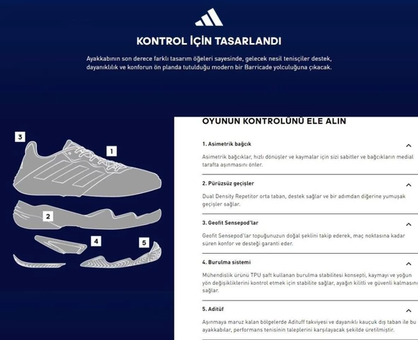 Adidas IF9130 Barricade Beyaz All-Court Kadın Tenis Ayakkabısı - 8