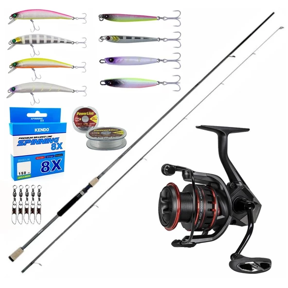 YekOutdoor Okuma Profesyonel LRF Seti Okuma Azaki Spin 244 cm 7-28 gr 2 Parça Spin Kamışı&Okuma Ceymar HD CHD-2500A Matt Black 7+1BB Olta Makinesi