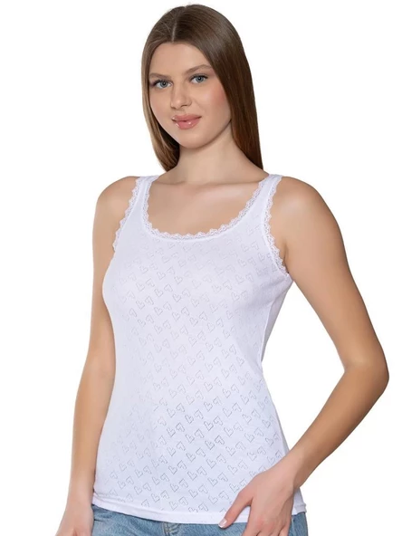 6 Adet Gümüş Bayan Jakarlı Geniş Askılı Atlet 3081 - Resim 2