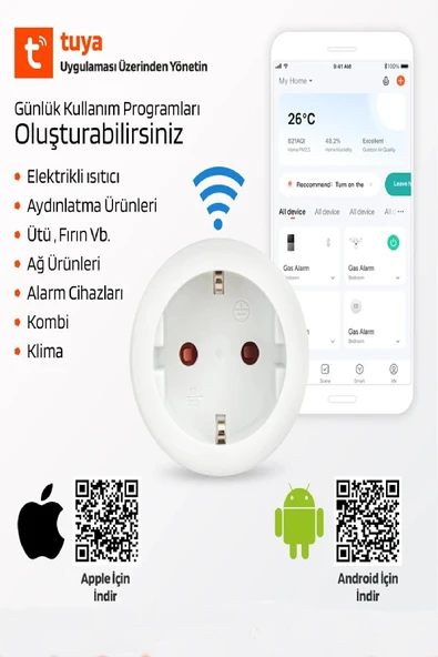 Akıllı Priz – Wifi Uzaktan Kontrol, Anlık Enerji Takip, Zamanlayıcı Özellikli Tuya Destekli Priz 10A - 2
