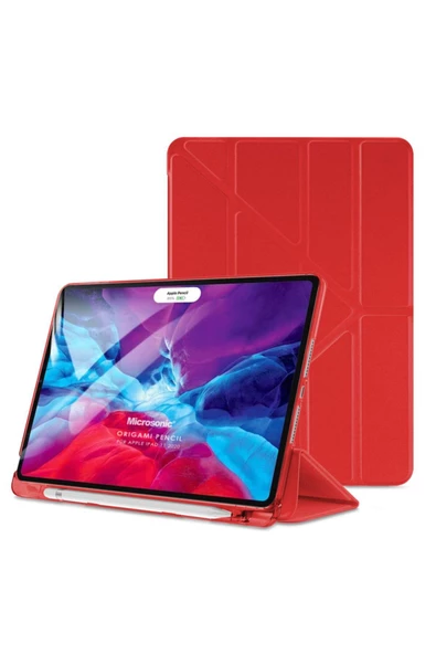 Apple Ipad Pro 11'' 2021 3. Nesil Kılıf (A2377-A2459-A2301-A2460) Origami Pencil Kırmızı