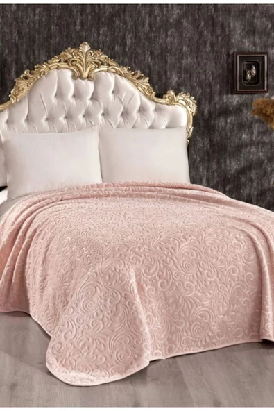 VİNALDİ EMBOSS Çift Kişilik Battaniye, 220x240 POLYESTER Battaniye PUDRA
