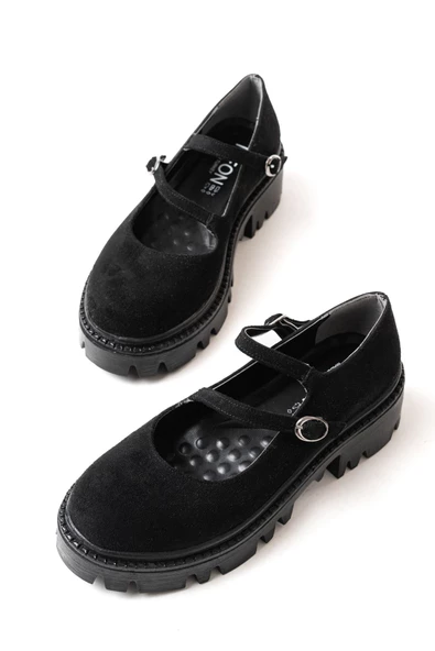 Siyah Süet Günlük Yüksek Tabanlı Loafer Ayakkabı - 4