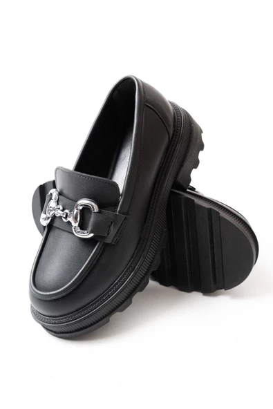 Siyah Günlük Yüksek Tabanlı Loafer Ayakkabı - 4