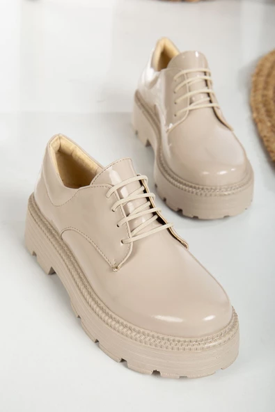 Western Bağcık Detaylı Bej Rugan Kadın Şık Günlük Ayakkabı - 2