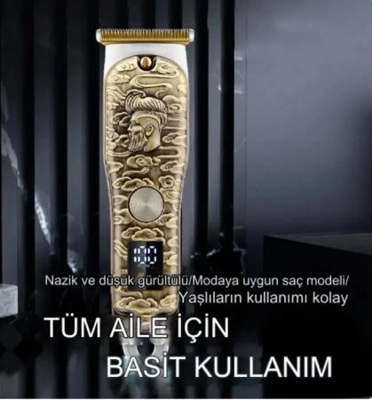 Gold Tech 3 başlıklı şarjlı profesyonel tıraş makinesi - Resim 2