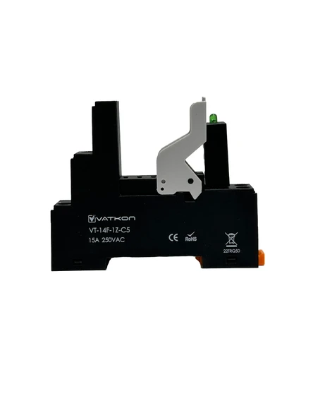 Vatkon VT-14F-1Z-C5 Ledli Çift Kontak (8 Pinli) Role Tutucu (1 Adet) ürün görseli