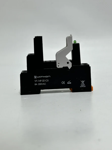 Vatkon VT-14F-2Z-C5 Ledli Çift Kontak (8 Pinli) Role Tutucu (1 Adet) - Resim 2