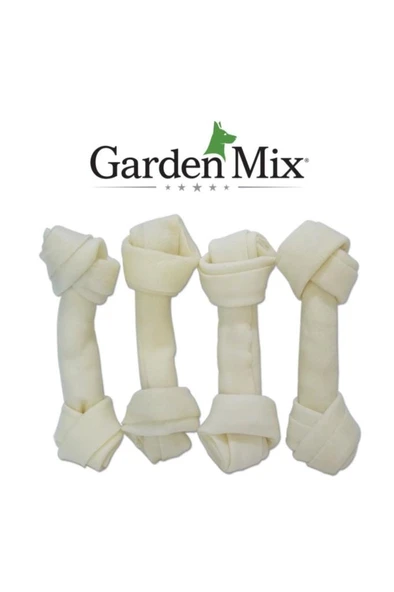 Gardenmix Beyaz Düğümlü Deri Kemik 5-5,5” – 4'lü Paket ürün görseli 1