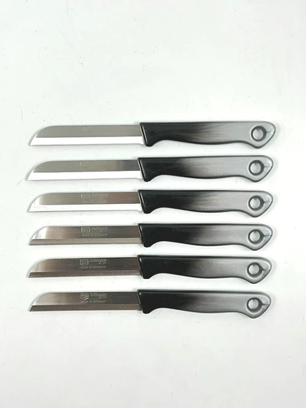 Solingen Tırtıklı Meyve Bıçağı 6'lı Black Serisi Gri Model