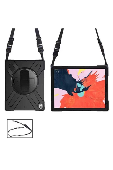 Apple Ipad 9.7" (2018) Kılıf Omuz Askılı Standlı Extra Güçlü New Style Cover Case