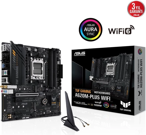 ASUS TUF GAMING A620M-PLUS WIFI A620 6400 DDR5 AM5 mATX Anakart (TUF GAMING A620M-PLUS WIFI)