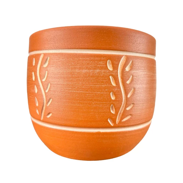 Bitki Tasarımı Ev Dekorasyon Nakış Desenli Toprak Saksı Saksılık Salon Çiçeklik - 19 CM ürün görseli