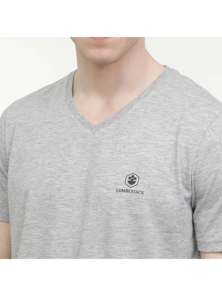 Lumberjack BSC V NK Tişört 4FX Gri Erkek Kısa Kol T-Shirt M-CT106 - 3