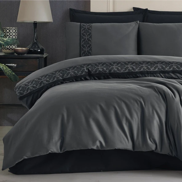 Clasy Çift Kişilik Nevresim Takımı Borderline Ranforce Nienna Antrasit - Resim 6