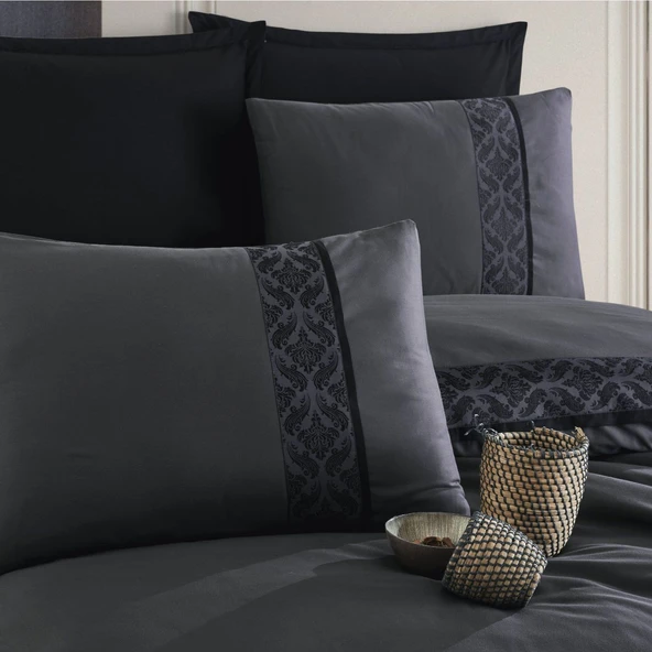 Clasy Çift Kişilik Nevresim Takımı Borderline Ranforce Nienna Antrasit - Resim 4