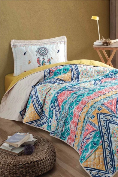 Clasy Genç Tek Kişilik Yatak Örtüsü Boho V1 Bej ürün görseli