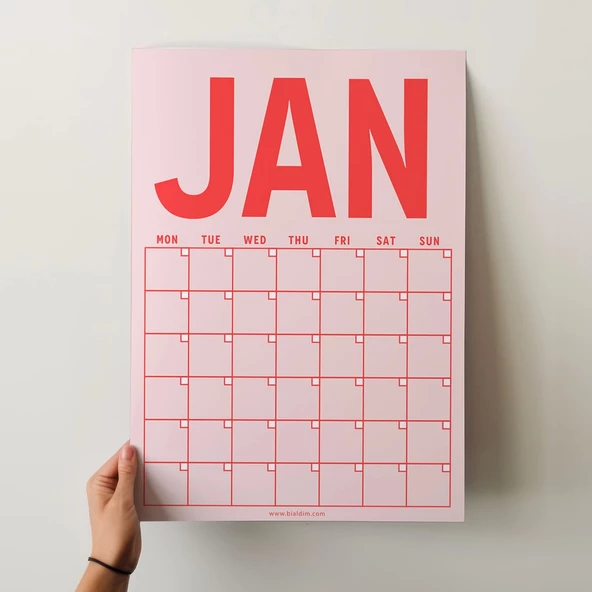 Sürekli Takvim, 12 Aylık Tarihsiz Takvim, Aylık Planlayıcı Takvim, A4, 33 x 48 cm, Undated Monthly Wall Planner, Wall Ca - 2