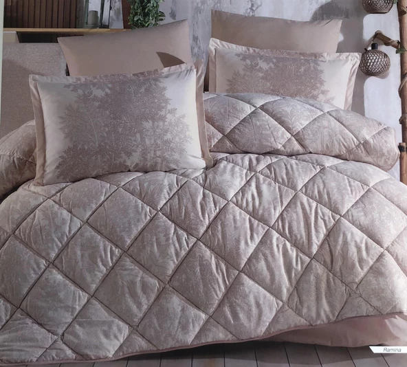 Clasy Ranforce %100 Pamuk Uyku Seti Çift Kişilik Ramina V1 Bej - 4