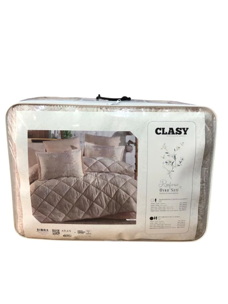 Clasy Ranforce %100 Pamuk Uyku Seti Çift Kişilik Ramina V1 Bej - 5