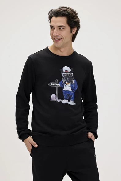 Bad Bear Panther Crewneck Siyah Erkek Sweatshirt - 2