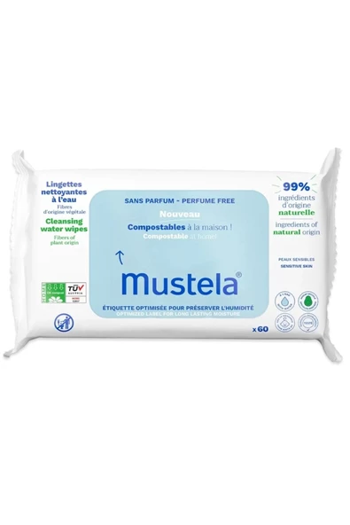 MUSTELA Cleansing Water Wipes Islak Mendil 60 Adet 3504105041595