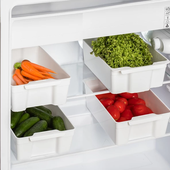 Porsima 229 Çok Amaçlı Buzdolabı Düzenleyici Dolap içi Organizer 4'lü Buzdolabı Sepeti Beyaz - Resim 2