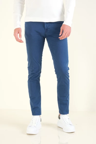 Erkek 5 Cep Chino Pantolon Lacivert - 5