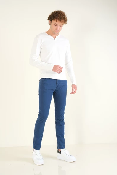 Erkek 5 Cep Chino Pantolon Lacivert - 2