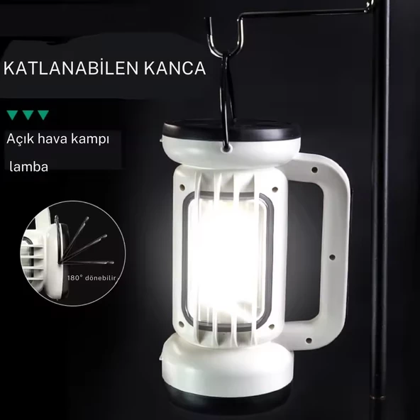 uzun mesafeli 5 farklı moda sahip kancalı lityum akülü kamp feneri ışıldak el feneri or-22023 - 4