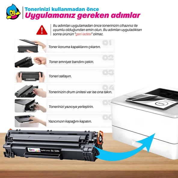 Hp CE285A Muadil Toner 4'lü Paket/ P1102 / M1122 / M1212NF / M1132 - 4