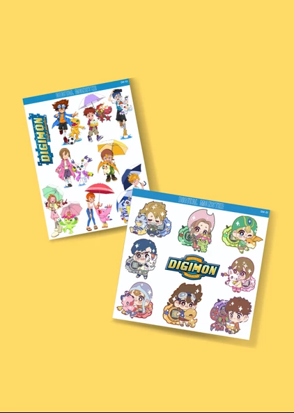 Digimon - Digital Monster Anime 2li Sticker Set Telefon-Laptop Süsleme-Ödül çıkartmaları