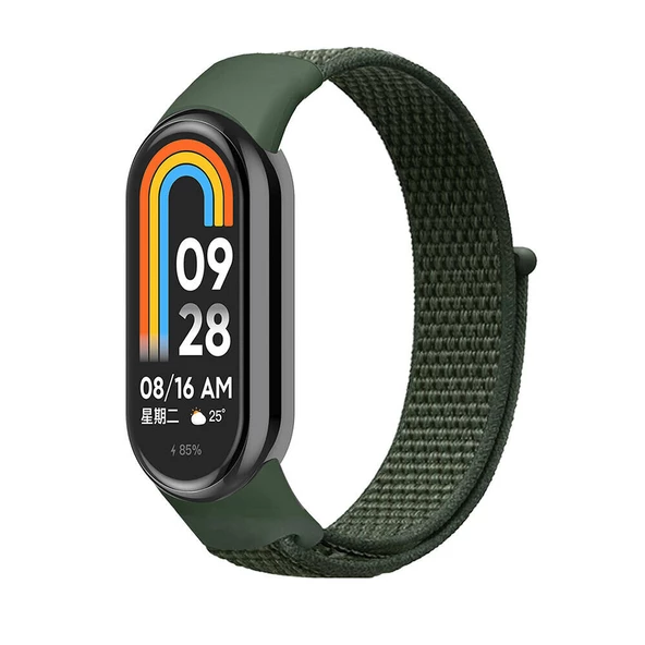 KNY Xiaomi Mi Band 9 İçin Hasır Desenli Renkli Kumaş Kayış-Kordon KRD-03 Yeşil